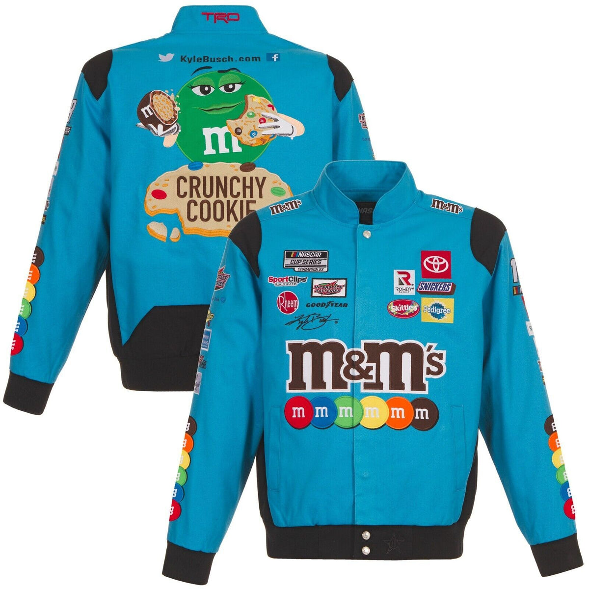 Kyle Busch M&Ms Full-Snap Twill Cotton Uniform Jacket Blue 