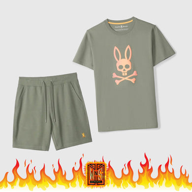 Psycho Bunny Mens Norwood Graphic Tee + French Terry Sweatshorts