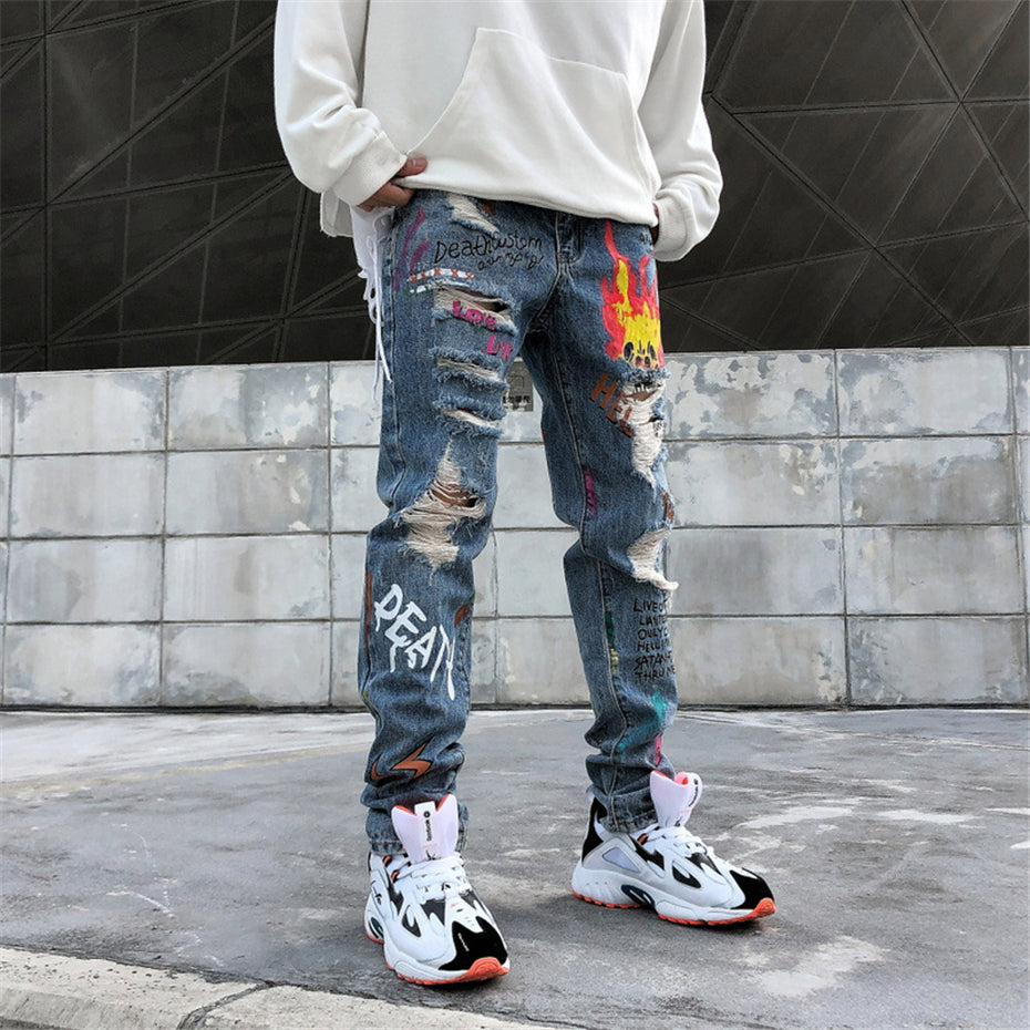 Hand Painted Jeans for Men