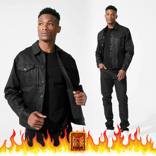 Jordan Craig Smooth Criminal Denim Trucker Jacket & Jeans(JET BLACK)