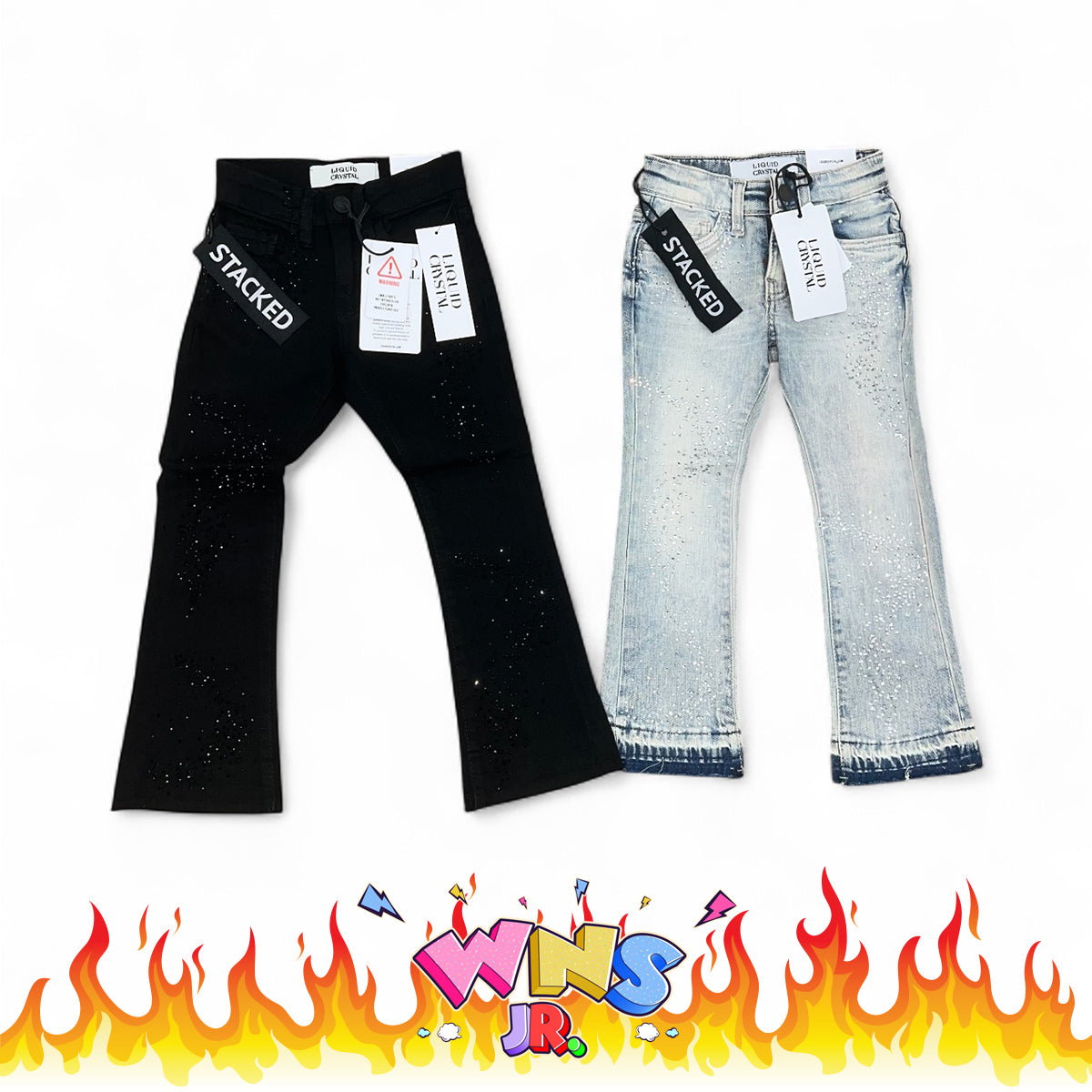 yunn⭐︎kids JC Liquid Crystal Stacked Rhinestone Kids Jeans – WNS Apparel