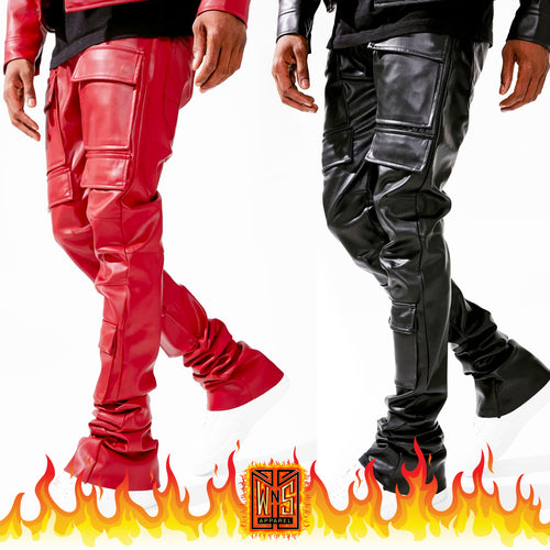 Jordan Craig Ross Stacked - Thriller Leather Cargo Pants