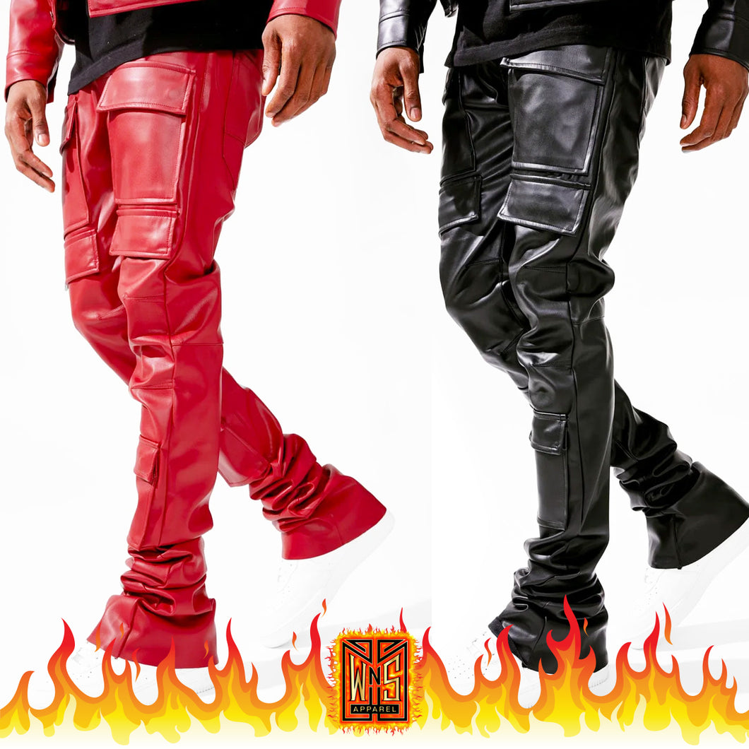 Jordan Craig Ross Stacked Thriller Leather Cargo Pants