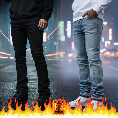 JC Liquid Crystal Stacked Rhinestone Jeans