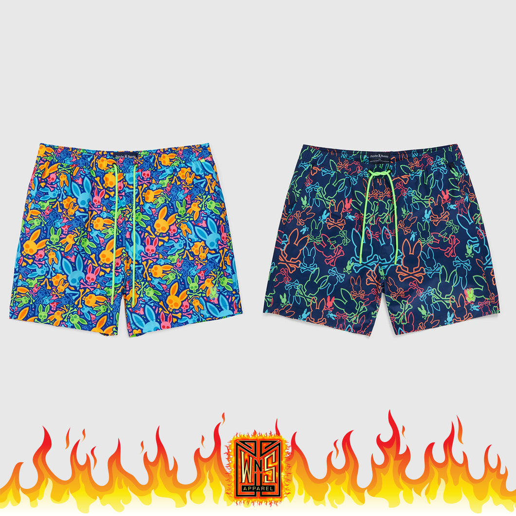 Psycho Bunny All Over Print Swim Trunks