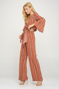 Bell sleeves cop cardigan and palazzo pants set