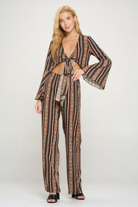 Bell sleeves cop cardigan and palazzo pants set