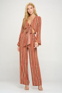 Bell sleeves cop cardigan and palazzo pants set