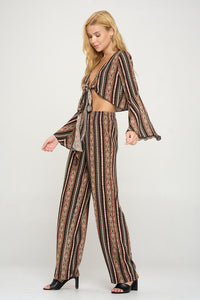 Bell sleeves cop cardigan and palazzo pants set