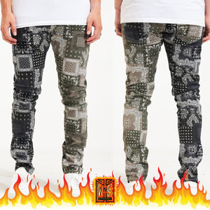 Embellish Two Tone Paisley Denim