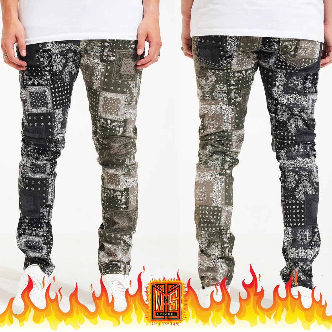 Embellish Two Tone Paisley Denim