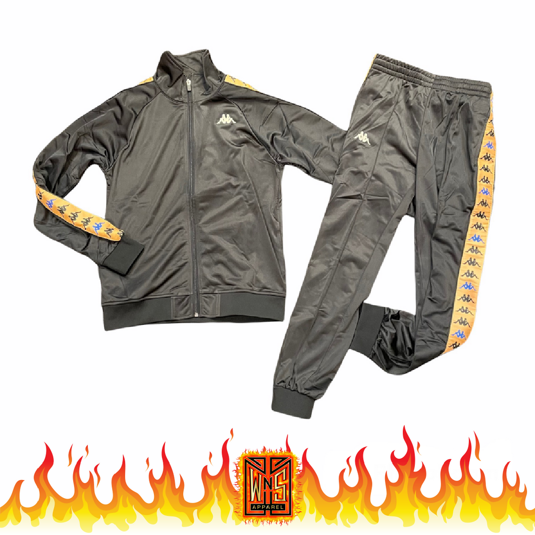 Gold and black kappa tracksuit sales