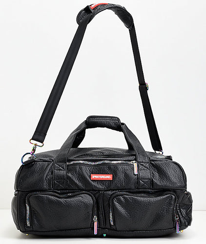 Sprayground Iridescent Black Leather Duffle Bag