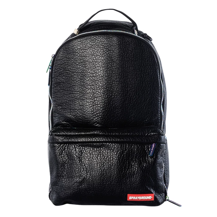 black leather sprayground backpack Sprayground Black Leather & Iridescent Cargo Backpack