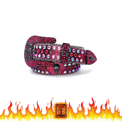 Red Snakeskin Crystal Leather Belt '22