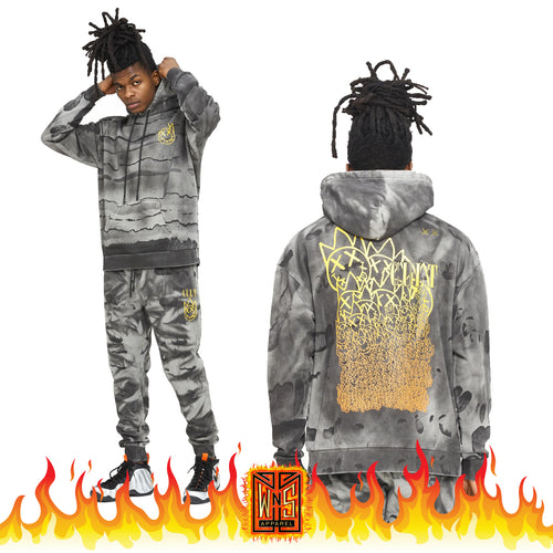 Cult of Individuality Novelty Pullover Sweatshirt & Sweatpants Charcoal Tie Dye