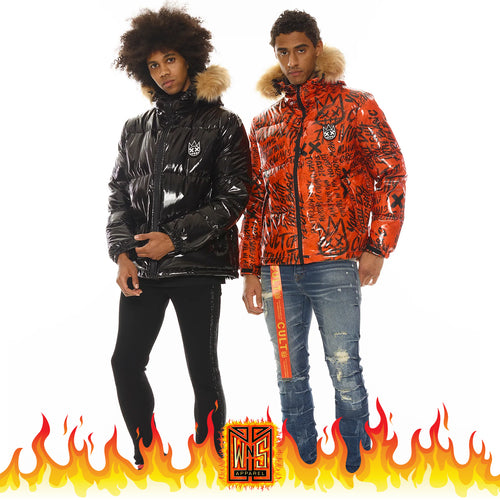 Cult of Individuality Duck Down Puffer Jacket w/ Fuax Fur Hood