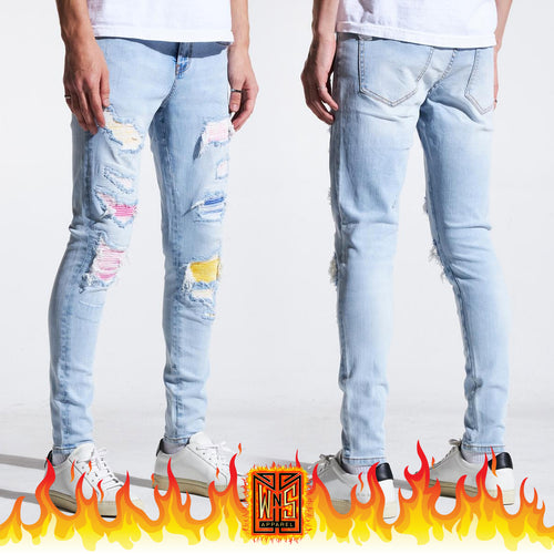 Embellish Coral Rip & Repair Denim