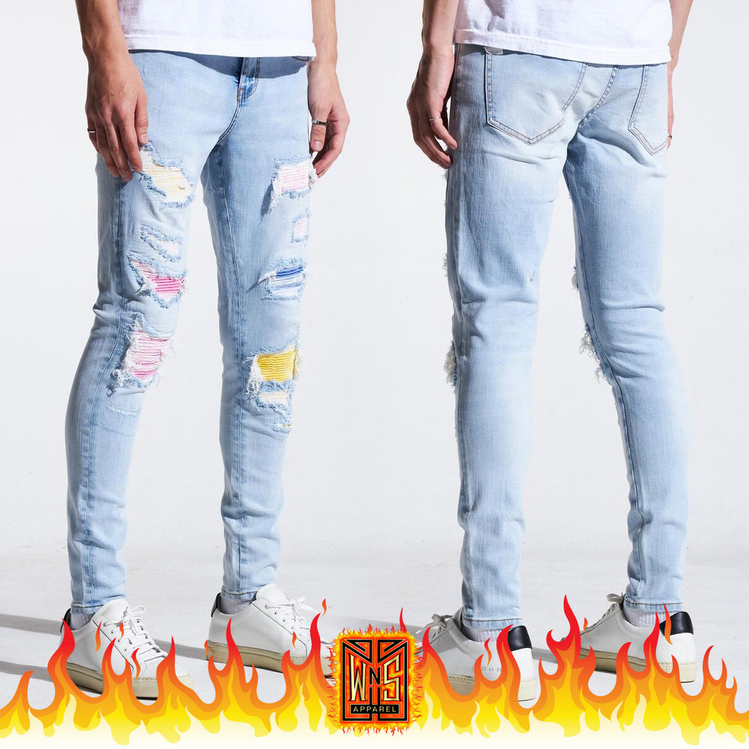 Embellish Coral Rip & Repair Denim