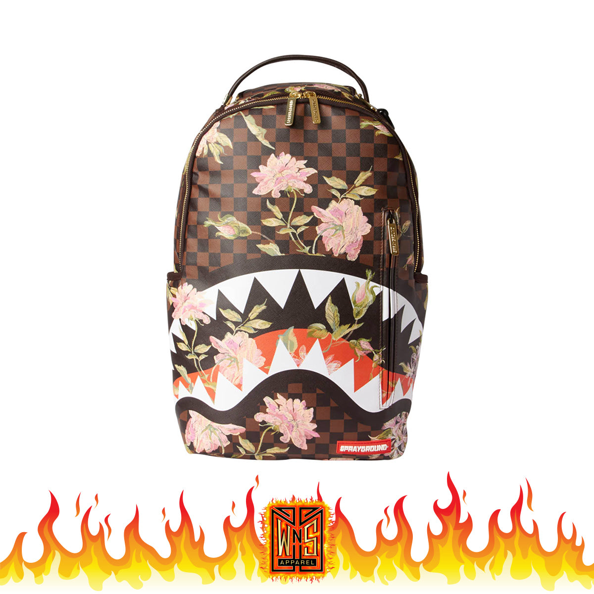 Sprayground Colourful Painted Shark In Paris Pastel Floral Backpack Books  Bag