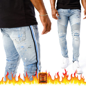 Jordan Craig Unc Wash Renegade Moto Denim Jeans