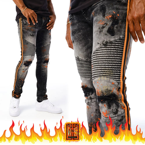 Jordan Craig Winter Black Renegade Moto Denim Jeans