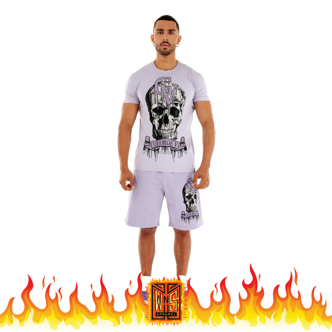 George V Skull Drip Short Set (Purple)