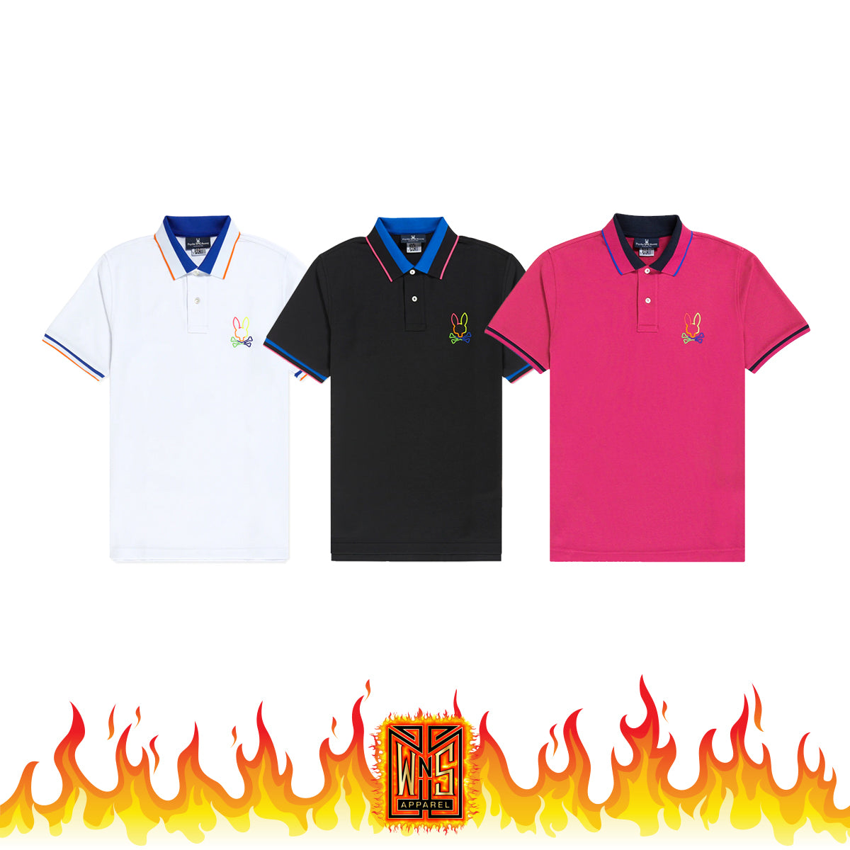 Psycho Bunny Mens Outline Bunny Polo WNS Apparel Psycho Bunny Mens Outline Bunny Polo WNS Apparel