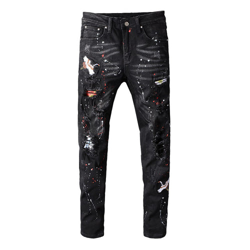 Paint Splatter Slim Fit Jeans
