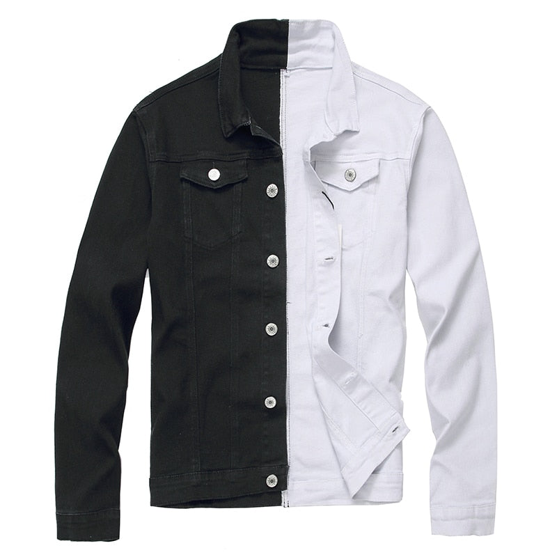 Split Black/White Denim Jean Jacket