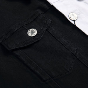 Split Black/White Denim Jean Jacket