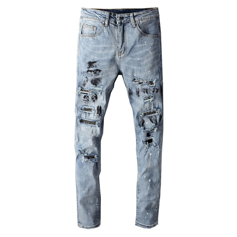 Crystal Ink Splatter Stretch Jeans