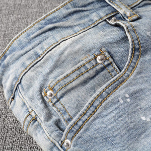 Crystal Ink Splatter Stretch Jeans