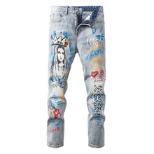 Virgin Mary Custom Painted Slim Jeans