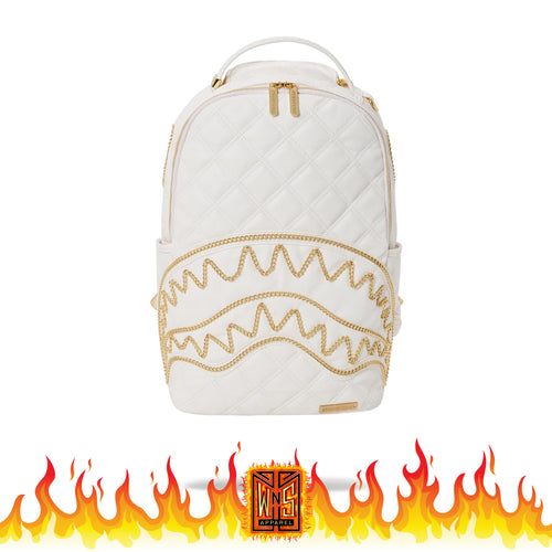 Sprayground Riviera Blanc Gold Chain Shark Backpack