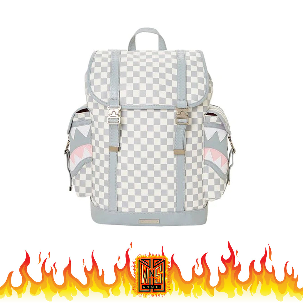 Sprayground Rose Money Checkered Backpack in White