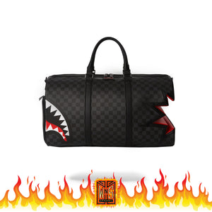 Sprayground Shark Bite Sharks in Paris Gray Duffle Bag