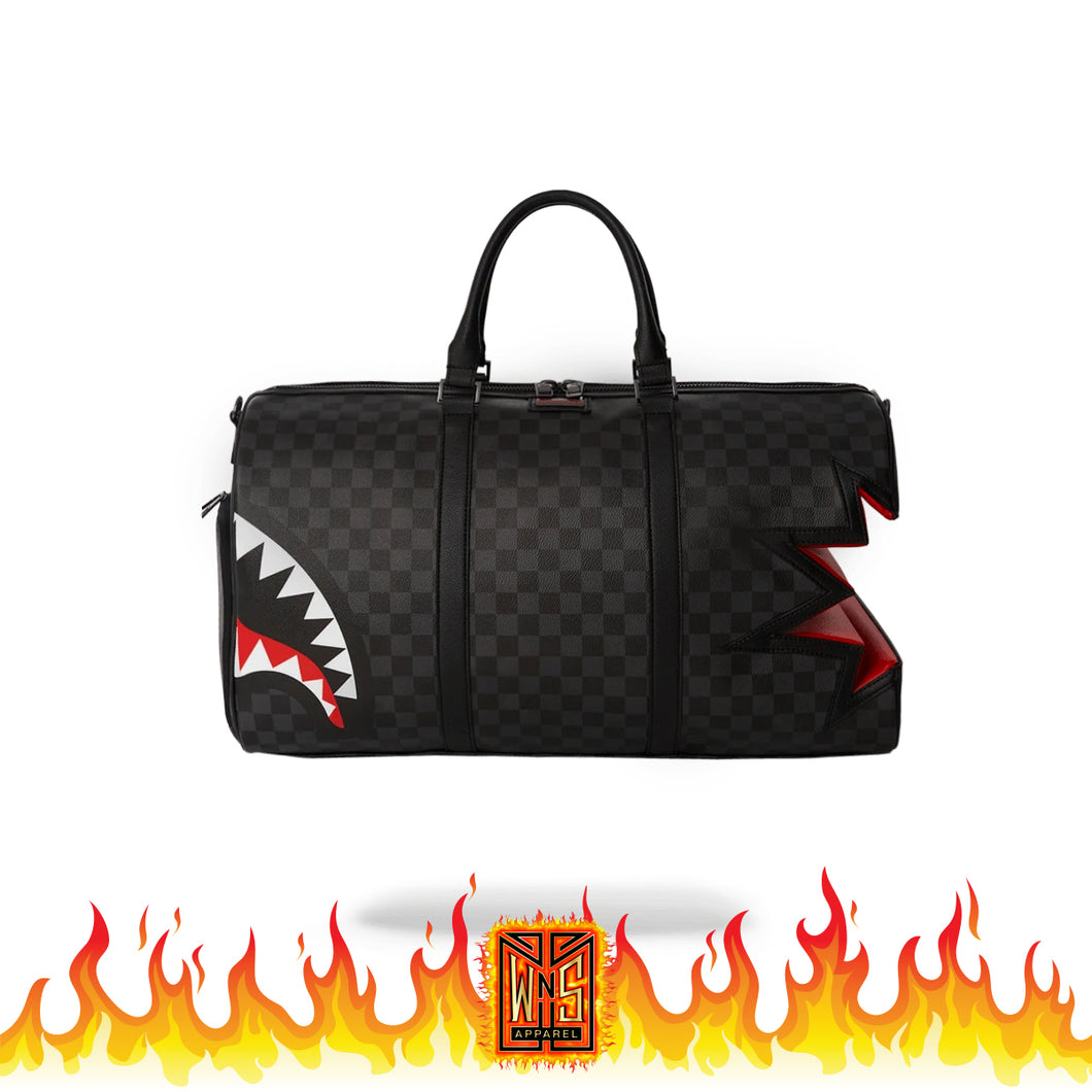 Sprayground Shark Bite Sharks in Paris Gray Duffle Bag