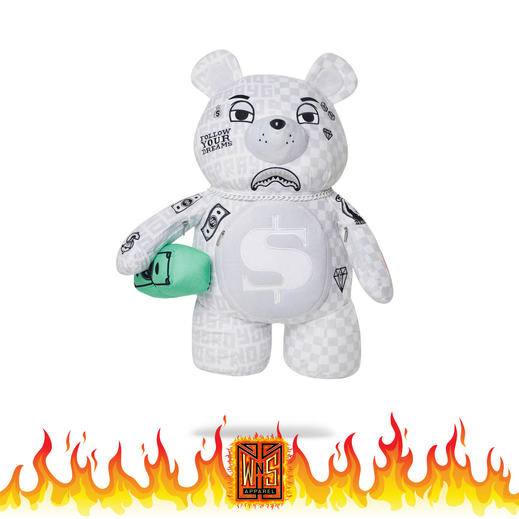 Sprayground Split The Check (Pearl) Money Bear Teddybear Backpack