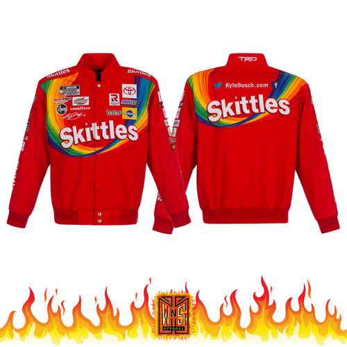 Kyle Busch Skittles Full-Snap Twill Uniform Jacket - Red - Nascar